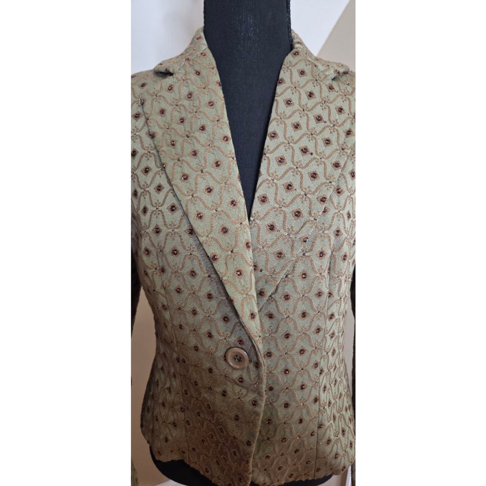 Insight Green & Brown Patterned Blazer Size 6 - Picture 3 of 7